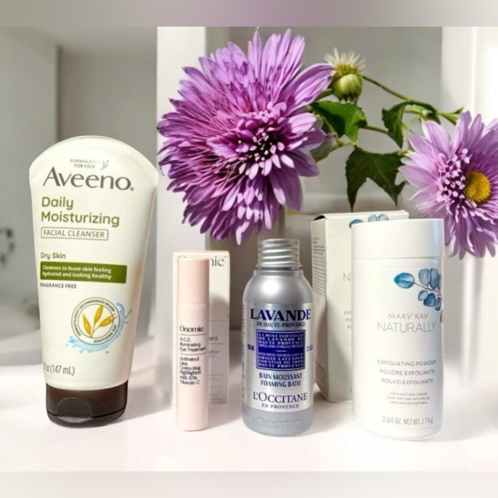 Lot of 4 ASSORTED SKINCARE PRODUCTS - LAVANDE, MARY KAY, AVEENO + ONOMIE NEW!